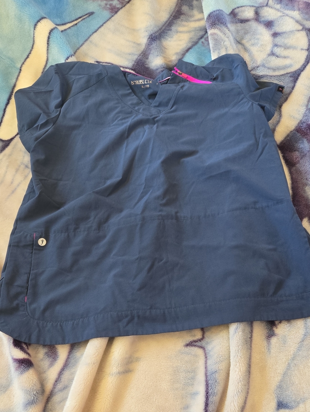Women's Navy V-Neck Medical Scrub Top